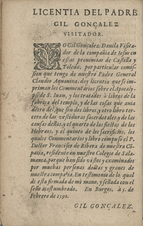 In sacram beati Ioannis Apostoli and Evangelistae Apocalypsin Commentarii by Francisci Riberae, Presbyteri Societatis Iesu, 1602 edition in Latin - read online free