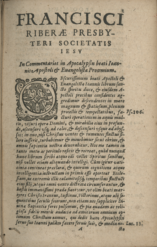 In sacram beati Ioannis Apostoli and Evangelistae Apocalypsin Commentarii by Francisci Riberae, Presbyteri Societatis Iesu, 1602 edition in Latin - read online free