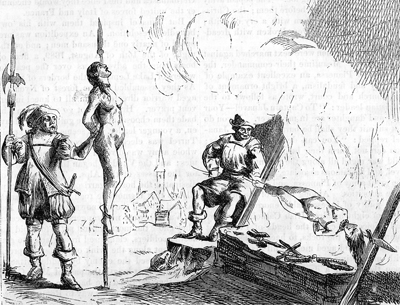 Impalement of Vaudois. (Image from time of the events, 1655.)