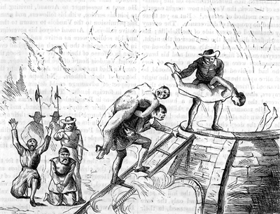 Vaudois thrown into ovens. (Image from time of the events, 1655 - 1685.)