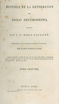 Title Page of Historia de la Reformacion del Siglo Decimosesto escrita por Merle D'Aubigné