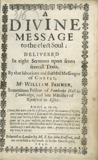 A Divine Message to the Elect Soul by William Fenner (1645 Edition)