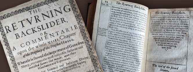 Photos of the 1639 Lond Edition of The Returning Backslider by Richard Sibbes (H&F Books)