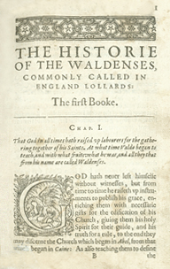 The History of the Waldenses, Commonly called in England Lollards by Jean Paul Perrin (1624) of Lyon